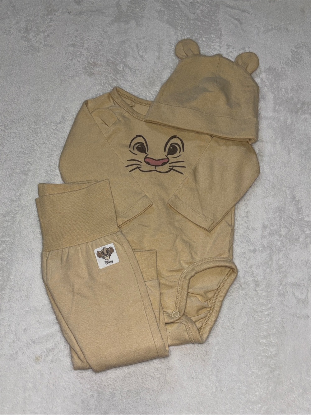 Disney H&M organic cotton Baby Beige Lion king 3-Piece Bodysuit Set with Hat